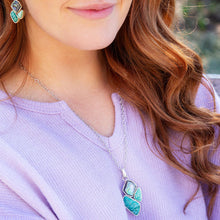 Load image into Gallery viewer, Blue Abalone Fire Sterling Silver Cluster Pendant Necklace