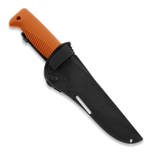Load image into Gallery viewer, Peltonen M07 Ranger Puukko Black Cerakote Orange Handle FJP137