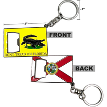 Load image into Gallery viewer, EL12-011 Don't Tread on Me Florida Flag Challenge Coin Bottle Opener Keychain Governor DeSantis Don't Tread on Florida