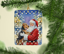 Load image into Gallery viewer, Airedale Terrier with Santa Claus Porcelain Ornament