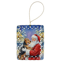 Load image into Gallery viewer, Airedale Terrier with Santa Claus Porcelain Ornament