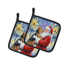 Load image into Gallery viewer, Airedale Terrier with Santa Claus Pair of Pot Holders