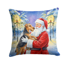 Load image into Gallery viewer, Airedale Terrier with Santa Claus Throw Pillow