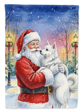Load image into Gallery viewer, American Eskimo with Santa Claus House Flag