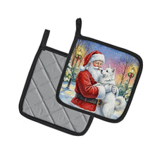 Load image into Gallery viewer, American Eskimo with Santa Claus Pair of Pot Holders
