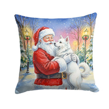 Load image into Gallery viewer, American Eskimo with Santa Claus Throw Pillow