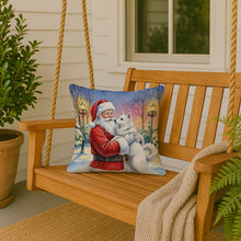 Load image into Gallery viewer, American Eskimo with Santa Claus Throw Pillow