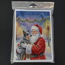 Load image into Gallery viewer, Australian Cattle Dog with Santa Claus Greeting Cards Pack of 8