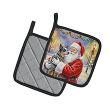 Load image into Gallery viewer, Australian Cattle Dog with Santa Claus Pair of Pot Holders