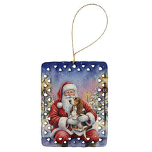 Load image into Gallery viewer, Basset Hound with Santa Claus Porcelain Ornament