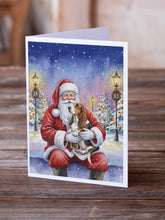 Load image into Gallery viewer, Basset Hound with Santa Claus Greeting Cards Pack of 8