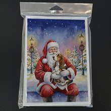 Load image into Gallery viewer, Basset Hound with Santa Claus Greeting Cards Pack of 8