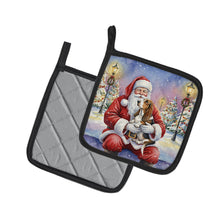 Load image into Gallery viewer, Basset Hound with Santa Claus Pair of Pot Holders