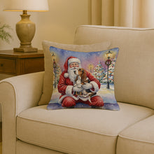 Load image into Gallery viewer, Basset Hound with Santa Claus Throw Pillow