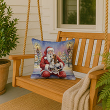 Load image into Gallery viewer, Basset Hound with Santa Claus Throw Pillow