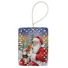 Load image into Gallery viewer, Beagle with Santa Claus Porcelain Ornament