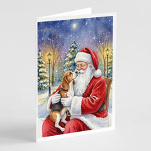 Load image into Gallery viewer, Beagle with Santa Claus Greeting Cards Pack of 8
