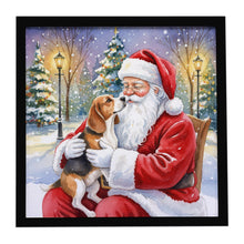 Load image into Gallery viewer, Beagle with Santa Claus Framed Metal Print