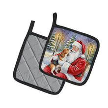 Load image into Gallery viewer, Beagle with Santa Claus Pair of Pot Holders