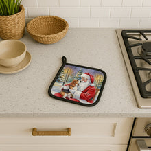 Load image into Gallery viewer, Beagle with Santa Claus Pair of Pot Holders
