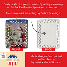 Load image into Gallery viewer, Bearded Collie with Santa Claus Porcelain Ornament