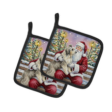 Load image into Gallery viewer, Bearded Collie with Santa Claus Pair of Pot Holders