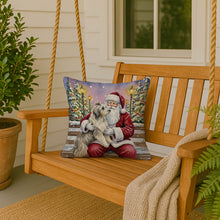 Load image into Gallery viewer, Bearded Collie with Santa Claus Throw Pillow