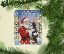 Load image into Gallery viewer, Bernedoodle with Santa Claus Porcelain Ornament