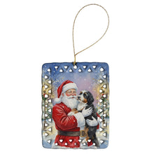 Load image into Gallery viewer, Bernedoodle with Santa Claus Porcelain Ornament