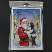 Load image into Gallery viewer, Bernedoodle with Santa Claus Greeting Cards Pack of 8