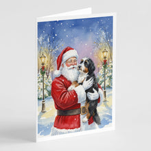 Load image into Gallery viewer, Bernedoodle with Santa Claus Greeting Cards Pack of 8
