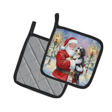 Load image into Gallery viewer, Bernedoodle with Santa Claus Pair of Pot Holders