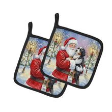 Load image into Gallery viewer, Bernedoodle with Santa Claus Pair of Pot Holders