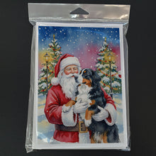 Load image into Gallery viewer, Bernese Mountain Dog with Santa Claus Greeting Cards Pack of 8
