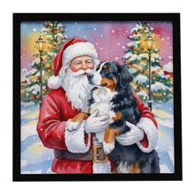 Load image into Gallery viewer, Bernese Mountain Dog with Santa Claus Framed Metal Print