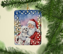 Load image into Gallery viewer, Bichon Frise with Santa Claus Porcelain Ornament