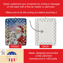 Load image into Gallery viewer, Bichon Frise with Santa Claus Porcelain Ornament