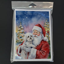 Load image into Gallery viewer, Bichon Frise with Santa Claus Greeting Cards Pack of 8