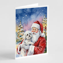 Load image into Gallery viewer, Bichon Frise with Santa Claus Greeting Cards Pack of 8