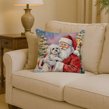Load image into Gallery viewer, Bichon Frise with Santa Claus Throw Pillow