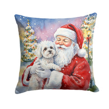 Load image into Gallery viewer, Bichon Frise with Santa Claus Throw Pillow