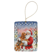 Load image into Gallery viewer, Bloodhound with Santa Claus Porcelain Ornament