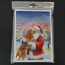 Load image into Gallery viewer, Bloodhound with Santa Claus Greeting Cards Pack of 8