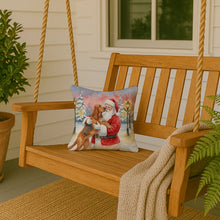 Load image into Gallery viewer, Bloodhound with Santa Claus Throw Pillow