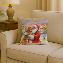 Load image into Gallery viewer, Bloodhound with Santa Claus Throw Pillow