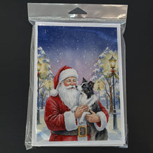 Load image into Gallery viewer, Border Collie with Santa Claus Greeting Cards Pack of 8