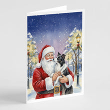 Load image into Gallery viewer, Border Collie with Santa Claus Greeting Cards Pack of 8