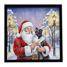 Load image into Gallery viewer, Border Collie with Santa Claus Framed Metal Print