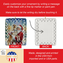 Load image into Gallery viewer, Borzoi with Santa Claus Porcelain Ornament