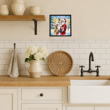 Load image into Gallery viewer, Borzoi/ with Santa Claus Framed Metal Print